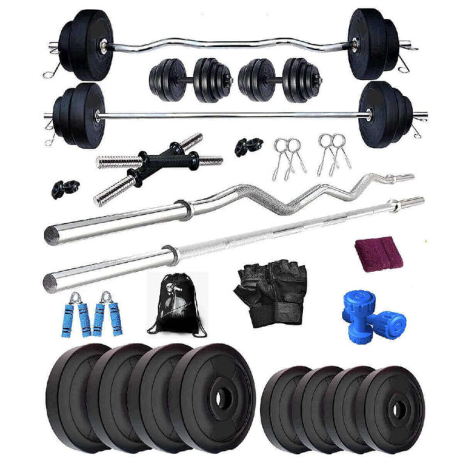 Bodyfit BF-20KG Leather Combo Home Gym Fitness Kit (Multicolour)