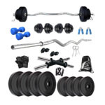 Bodyfit Fitness 12 Kg Weight Plates, 3 ft curl Rod, 2 D. Rods Home Gym Set Equipment Dumbbell Set