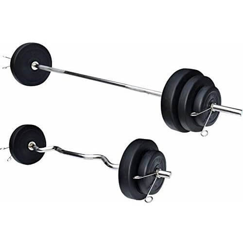Bodyfit Muscle 60 Kg Weight Plates, 5ft Straight and 3 ft Curl Rod