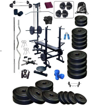 Bodyfit Muscular Home Gym 20 in 1 Strong Bench with 100 kg Weight Plates Home Gym & Fitness kit