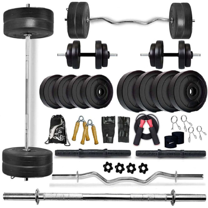 Bodyfit Total Gym Kit Combo 20 Kg Home Gym Set (Multicolour)