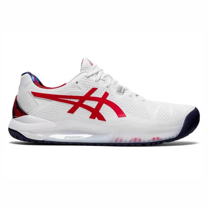 Asics Gel-Resolution 8 L.E. Tennis Shoes (White/Classic Red)