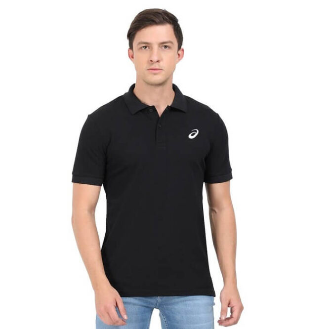 Asics Men's Ribbed Polo T-Shirt - Performance Black