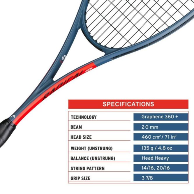 Head Graphene 360+Radical 135 Squash Racquet (Unstrung) (2)