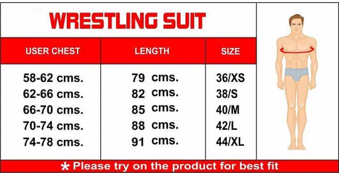 USI Wrestling Singlet Size chart