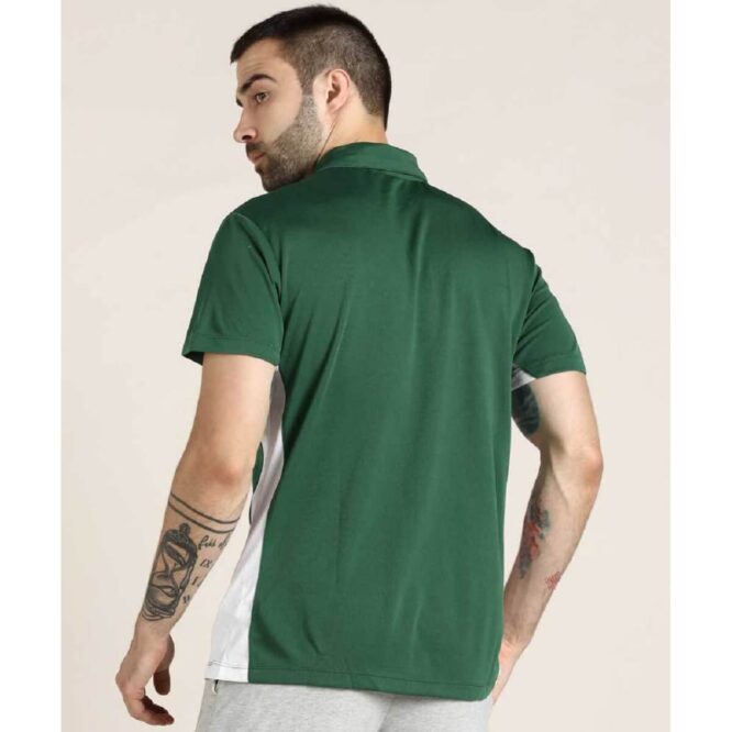 Asics Men's Polo T-Shirt (Hunter Green & Brilliant White)