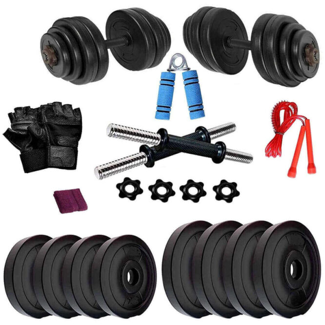 Bodyfit 22KG Weight Plates Fitness Dumbell Set Home Gym Set Kit