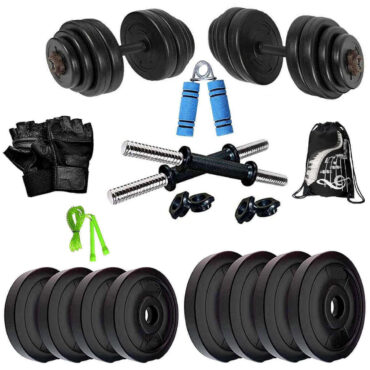 Bodyfit Adjustable PVC Dumbbells Exercise Sets Can Be Used As Pair Of 3 Kgs, 5 Kgs & 7 Kgs (12Kg)