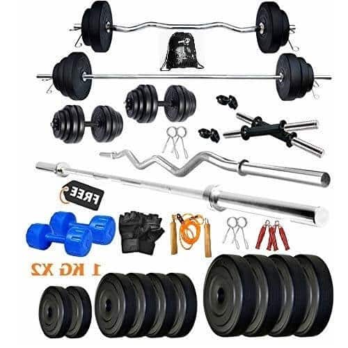 Bodyfit 70 Kg Combo Home Gym Kit Gym Rods + 2 x 14” Dumbbell Rods n Accessories