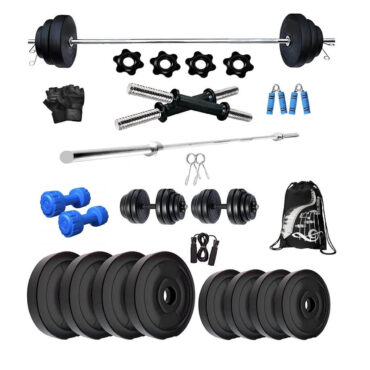 Bodyfit BY-25KG Weight Plates Gym Set Exercise,5ft Rod,2 D.RODS Home Gym Dumbbell Set
