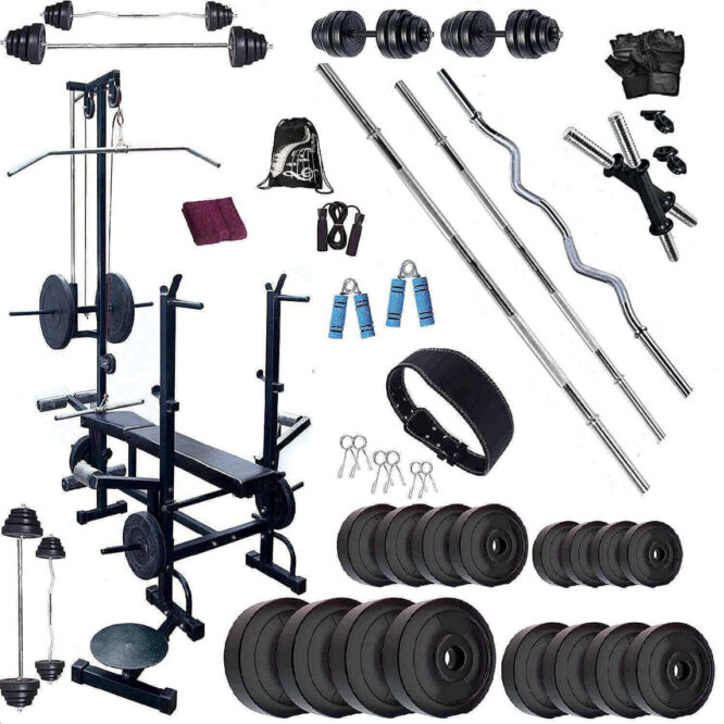 Bodyfit Bf-50Kg Weight Plates 20In1 Bench Combo Home Gym And Fitness Kit