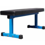 Bodyfit Combo Pack - Weight Lifting Flat Blue-Model Bench + Biceps Stand, Strength Training Exercise Bench Set Home Gym Set