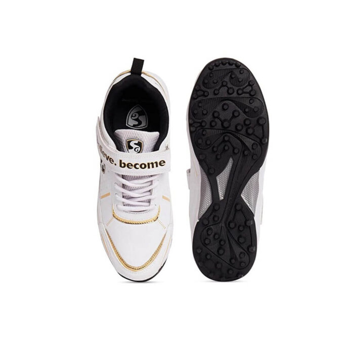 SG Century 5.0 Cricket Shoes (White-Gold-Black)