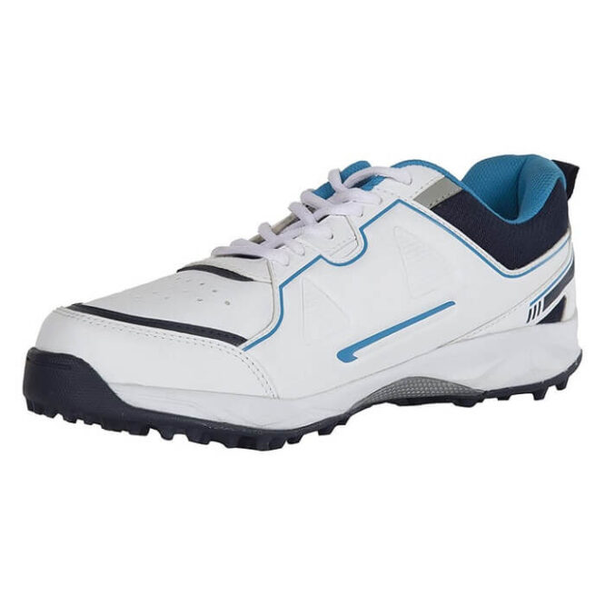 SG Club 5.0 Rubber Spikes Cricket Shoes (White/Navy/Teal)