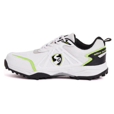 SG Scorer 5.0 Rubber Spikes Cricket Shoes (White-Black-Lime)