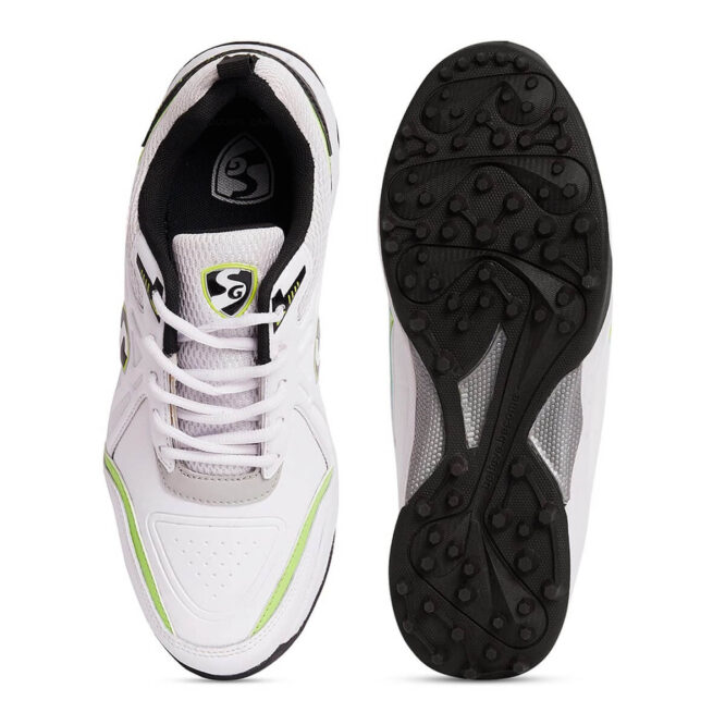 SG Scorer 5.0 Rubber Spikes Cricket Shoes (White-Black-Lime)