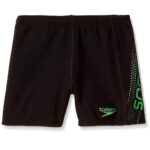 Speedo Boys Swimwear Sports Logo Panel Aquashort (Black/Fluo Green)