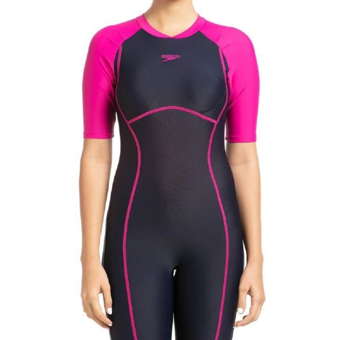 Speedo Essential Splice Knee suit Swimwear for Women (Navy/ Pink)
