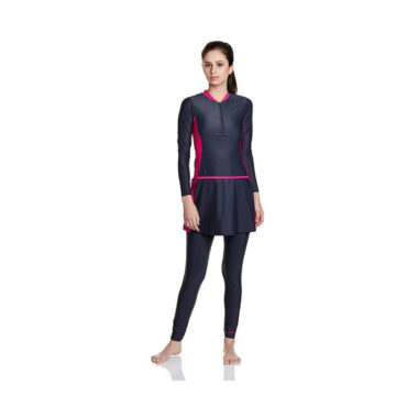 Speedo Female Swimwear 2 Piece Full Body Suit (Oxid Grey/Electric Pink)