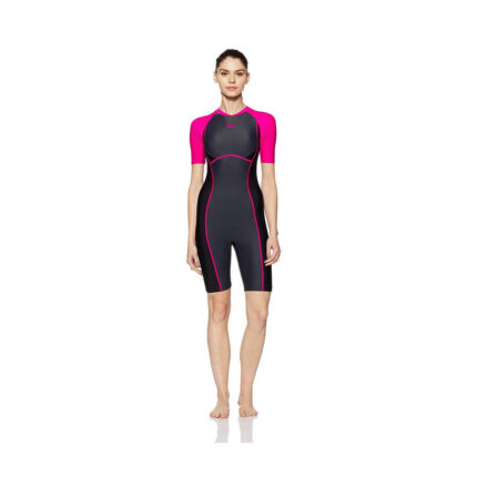 Speedo Female Swimwear Essential Spliced Kneesuit (Black/Grey/Pink)