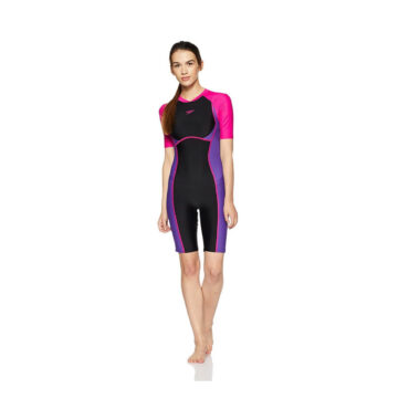 Speedo Female Swimwear Essential Spliced Kneesuit (Black / Pink)