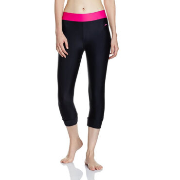 Speedo Female Swimwear Solid Swim Capri (Black/Electric Pink)