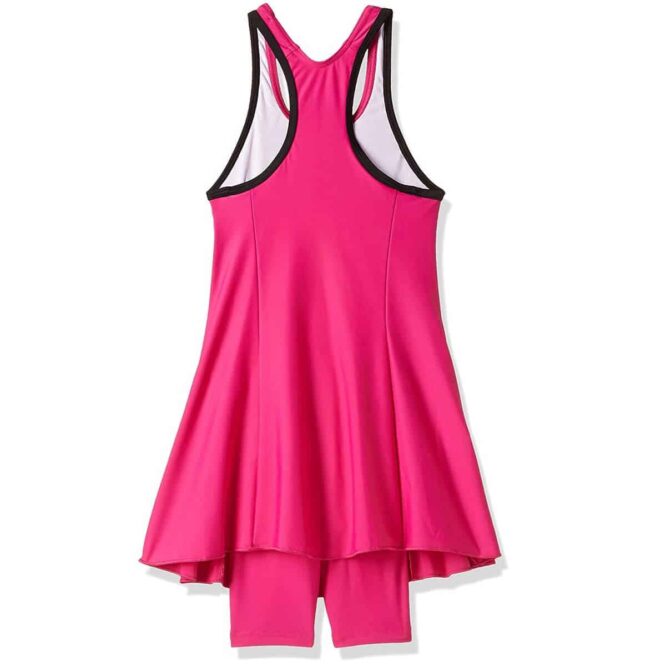 Speedo Girls Swimwear Racerback Swimdress with Boyleg (Electric Pink/Black)