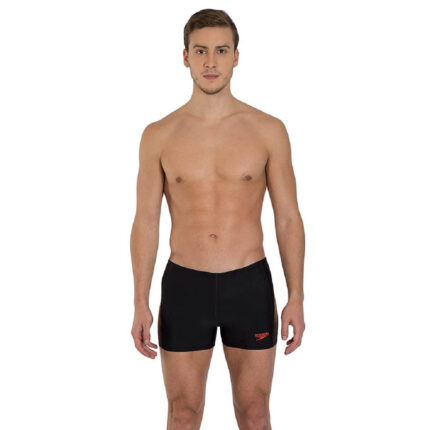 Speedo Male Swimwear Placement Panel Aquashort (Black/Lava Red/Mango)