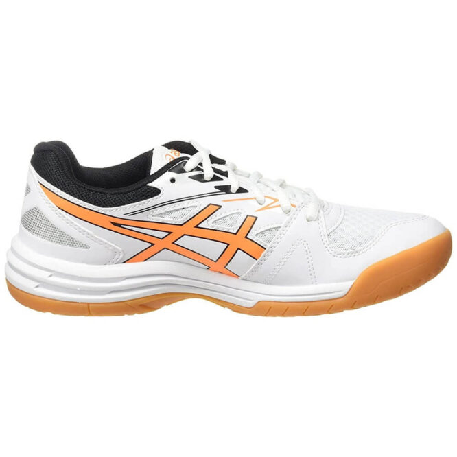 Asics Upcourt 4 Badminton Shoes (White/Shocking Orange)