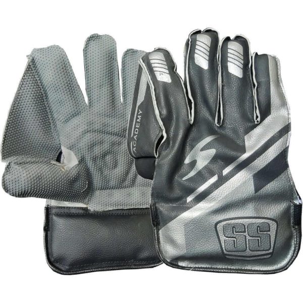 SS Academy Wicket Keeping Gloves (Black/Silver)