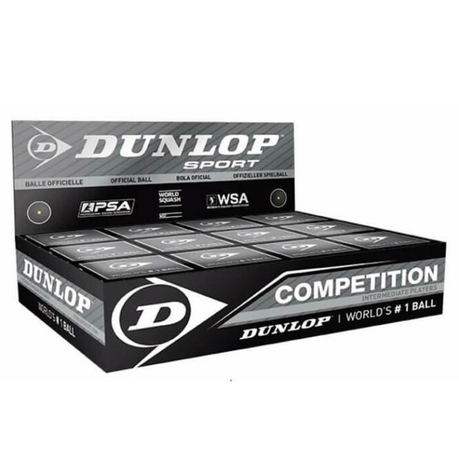 Dunlop Competition Rubber Single Dot Squash Balls