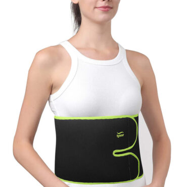 Unique adjustable binder design ensures customized compression and grip Neoprene sandwiched fabric body protects from sports related injuries Broader width enhances effectiveness and provides wide coverage to the abs Skin folds do not protrude out from top or bottom