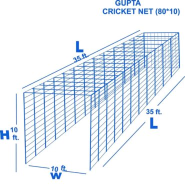 Gupta'S Box Type Cricket Net With Roof (Nylon)80’x10’