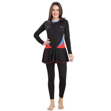 Rovars Poly - Jersy Full Body Swimming Costume for Women-Black (1) (1)