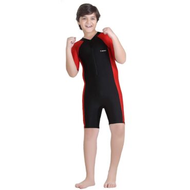 Rovars Boys Poly Spandex Multipurpose Wear for Swimming (Black)