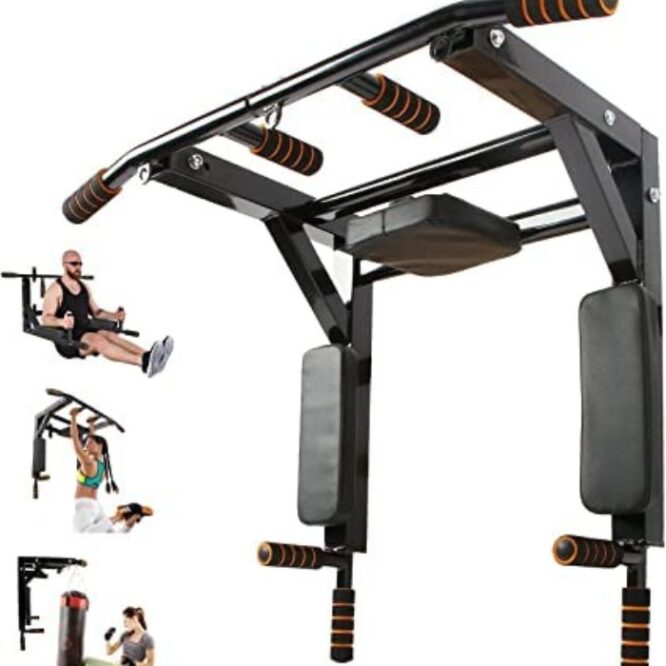 Bodyfit Heavy Multifunctional Wall Mounted pull Up Bar Height Bar Dip Station (1)
