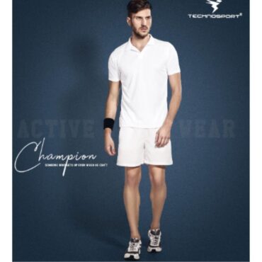 TechnoSport Polo Neck Half Sleeve T Shirt for Men OR-1 (White)
