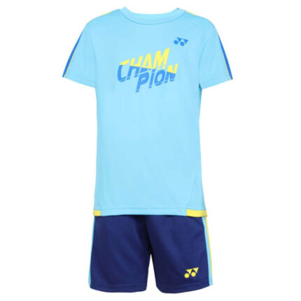 Yonex 1593 Round Neck T-Shirt and Short set for Junior (Blue Atoll) (1)