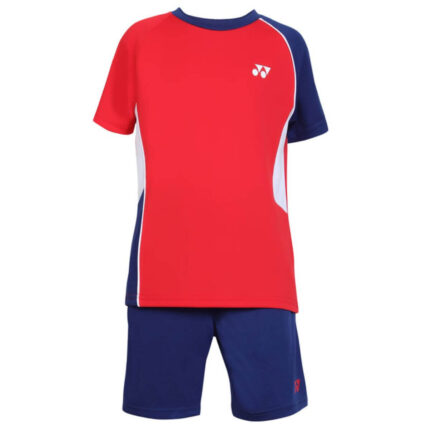 Yonex 1595 Round Neck T-Shirt and Short set for Junior (HighRisk Red) (3)