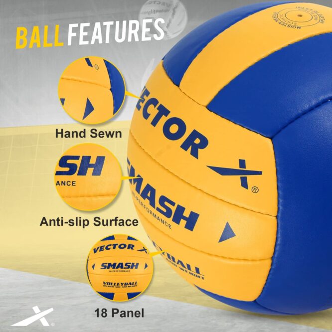 Vector X Smash Hand Stitched PU Volleyball (Size 4) (3)