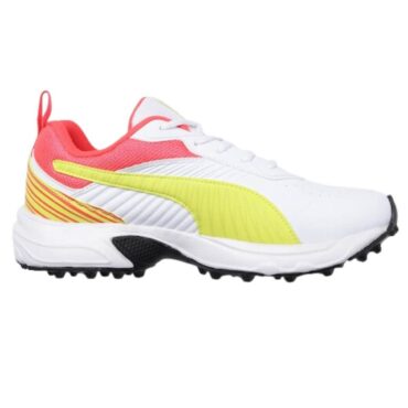 Puma Active Rubber Cricket Shoes (White-Yellow)