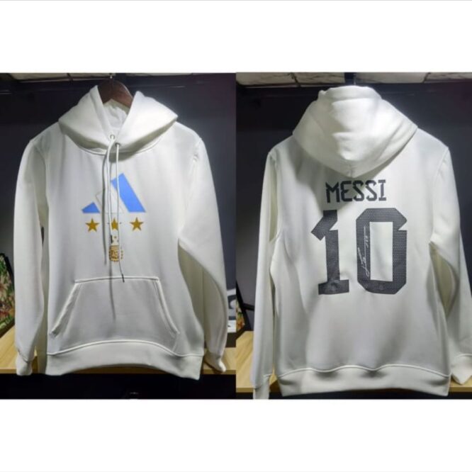Argentina 22/23 World Cup Messi 10 Hoodie -White-p2