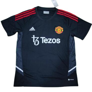 Manchester United Tezos Football Jersey (Fans Wear) Black