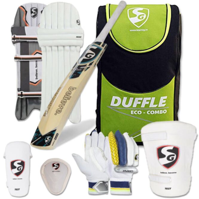 SG Eco Duffle Kashmir Willow Full Cricket Kit (GreenBlack)