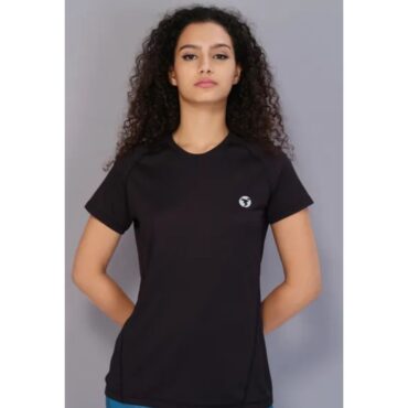 Technosport Women Active Slim Fit T-Shirt-W105 (Black)