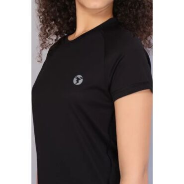 Technosport Women Active Slim Fit T-Shirt-W105 (Black)