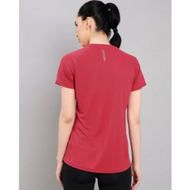Women's Active Crew Neck Half Sleeve Running T-Shirt (W-112)- Crimson