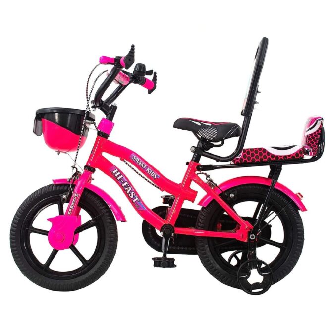HI-FAST 14 inch Kids Cycle for Boys & Girls 2 to 5 Years with Back Seat & Training Wheels (95% Assembled), (Pink)p3