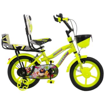 HI-FAST 14 inch Kids Cycle for Boys & Girls 2 to 5 Years with Back Seat & Training Wheels (95% Assembled), (NGreen)