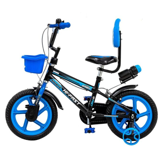 HI-FAST 14 inch Sports Kids Cycle for Boys & Girls 2 to 5 Years with Training Wheels (95% Assembled) (Blue) p1